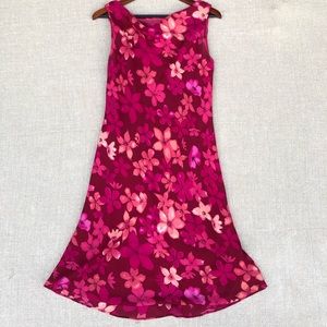 Ronni Nicole Pink Burgundy Floral Drape Neck Dress